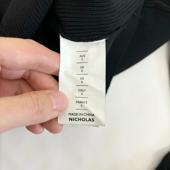 NICHOLAS Cosima Long Sleeve Ribbed Lace Up Top in Black Size S - Picture 8 of 11